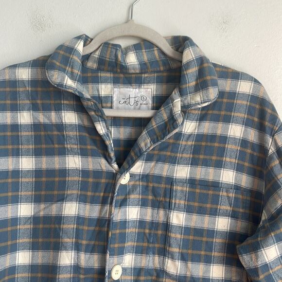 The Cat's Pajamas plaid cotton flannel long sleeve pajama sleep shirt sz L - Picture 2 of 6